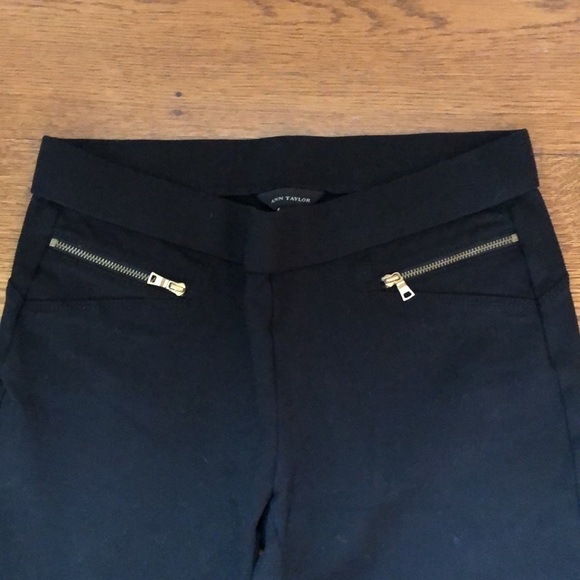 Ann Taylor Zip Detail Thick Black Leggings S - Picture 2 of 4